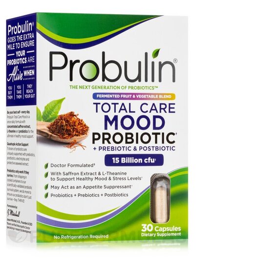 Основне фото товара Probulin, Total Care Mood Probiotic, Підтримка стресу, 30 капсул