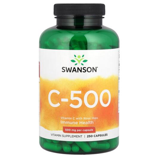 Основне фото товара Swanson, Vitamin C With Rose Hips, Вітамін C, 250 капсул