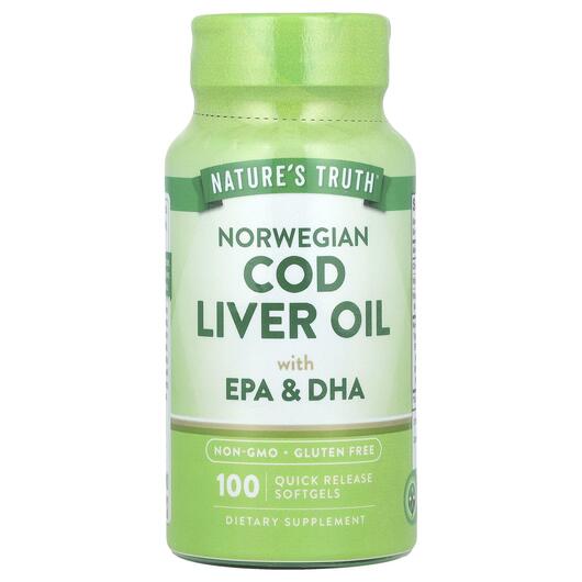 Основне фото товара Norwegian Cod Liver Oil with EPA/DHA, Олія печінки тріски, 100 ка