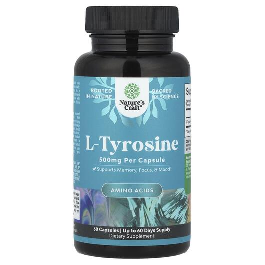 Основне фото товара Nature's Craft, L-Tyrosine 500 mg, L-Тирозин, 60 капсул