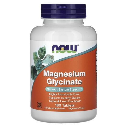 Основне фото товара NOW, Magnesium Glycinate, Гліцинат Магнію, 180 таблеток