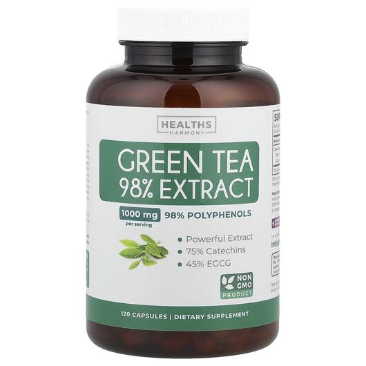 Основное фото товара Экстракт Зеленого Чая, Green Tea 98% Extract, 120 капсул