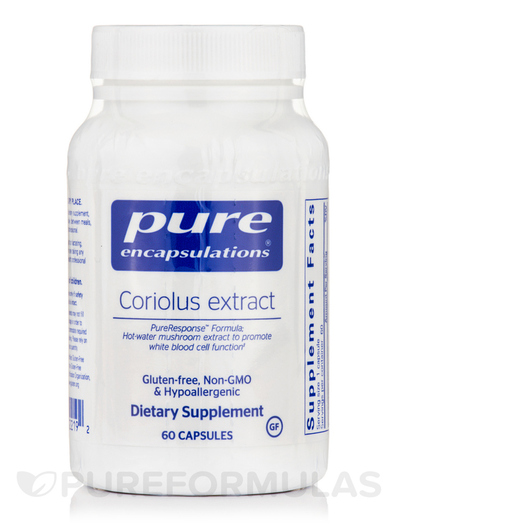 Основне фото товара Pure Encapsulations, Coriolus Extract, Бета-глюкани, 60 капсул