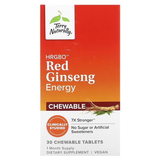 Основне фото товара HRG80 Red Ginseng Energy, Женьшень звичайний, 30 Easy Chew Tablet