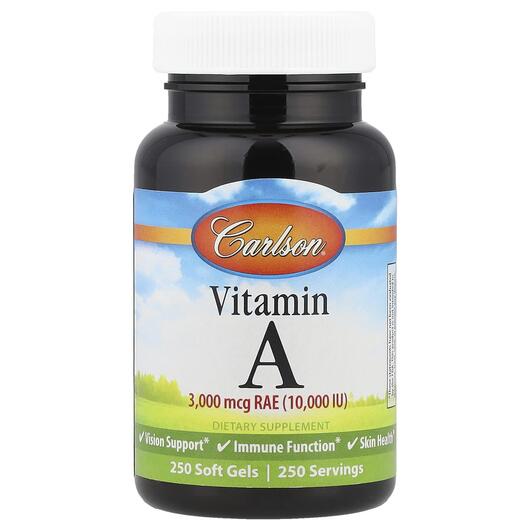 Основне фото товара Carlson, Vitamin A, Вітамін А Ретінол, 250 капсул