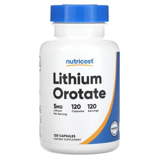 Основне фото товара Nutricost, Lithium Orotate 5 mg, Літій, 120 капсул
