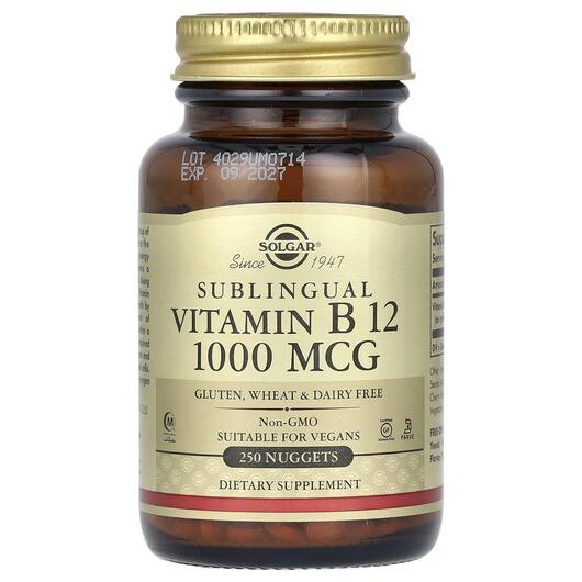 Основне фото товара Sublingual Vitamin B12 1000 mcg, Вітамін B1 Тіамін, 250 таблеток