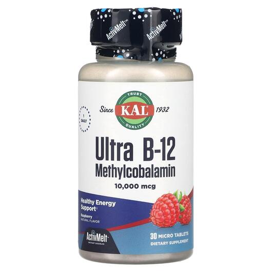 Основне фото товара Ultra B-12 Methylcobalamin Raspberry, Метилкобаламін B12, 30 табл