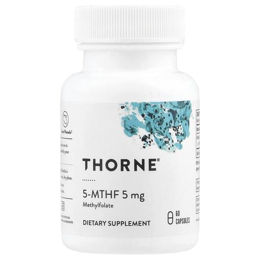 Основне фото товара Thorne, 5-MTHF 5 mg, Метилфолат, 60 капсул