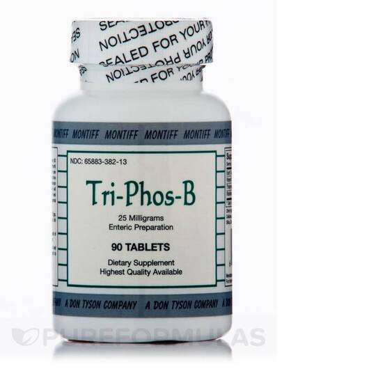 Основне фото товара Montiff, Tri-Phos-B 25 mg, Вітамін B6 Піридоксин, 90 таблеток