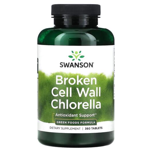 Основне фото товара Swanson, Broken Cell Wall Chlorella, Хлорела, 360 таблеток
