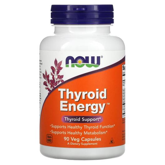 Основне фото товара NOW, Thyroid Energy, Підтримка щитоподібної залози, 90 капсул