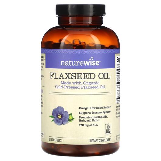 Основне фото товара Naturewise, Flaxseed Oil, Лляна олія, 240 капсул