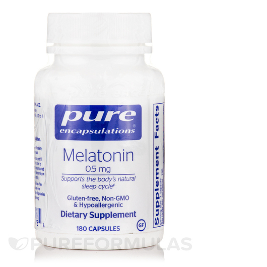 Основне фото товара Pure Encapsulations, Melatonin 0.5 mg, Мелатонін, 180 капсул