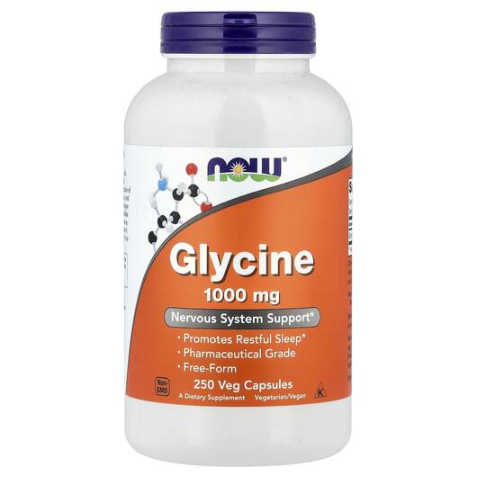 Основне фото товара NOW, Glycine 1000 mg, L-Гліцин, 250 капсул