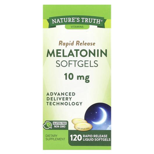 Основне фото товара Melatonin Softgels 10, Мелатонін, 120 Rapid Release Liquid Softge