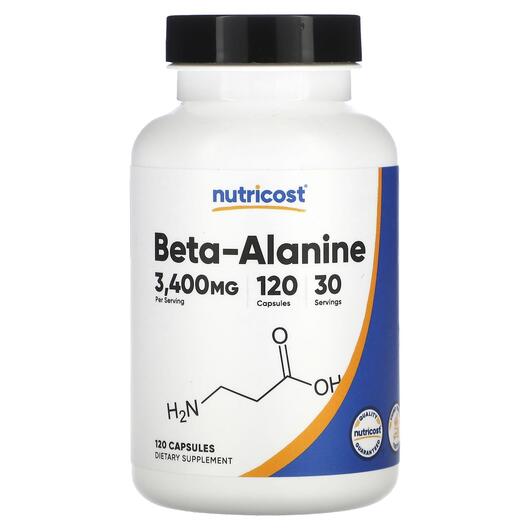 Основне фото товара Nutricost, Beta-Alanine 3400 mg, Бета-аланін, 120 капсул