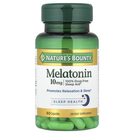 Основне фото товара Nature's Bounty, Melatonin 10 mg, Мелатонін 10 мг, 60 капсул