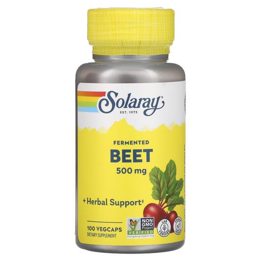 Основне фото товара Solaray, Fermented Beet 500 mg, Червоний буряк 500 мг, 100 капсул