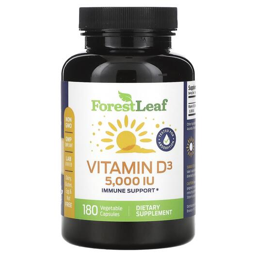 Основне фото товара Vitamin D3 125 mcg 5000 IU, Вітамін D3 Холекальциферол, 180 капсу