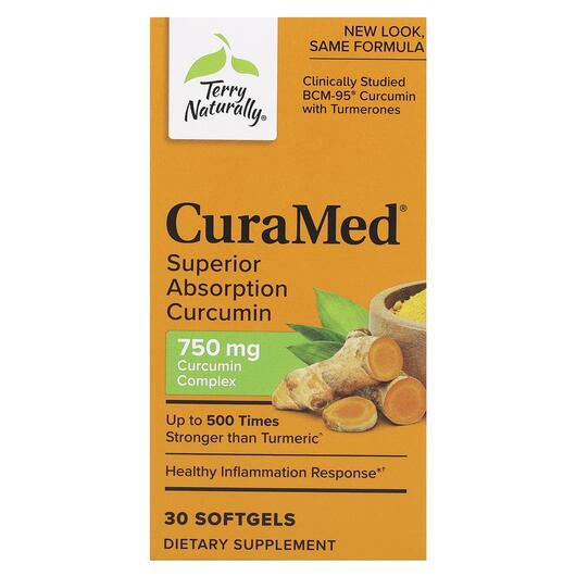 Основне фото товара CuraMed Superior Absorption Curcumin 750 mg, Куркумін, 30 капсул