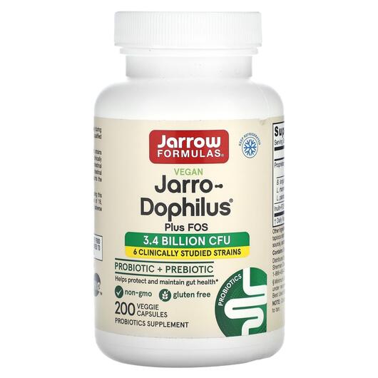 Основное фото товара Jarrow Formulas, Пробиотики, Jarro-Dophilus + FOS, 200 капсул