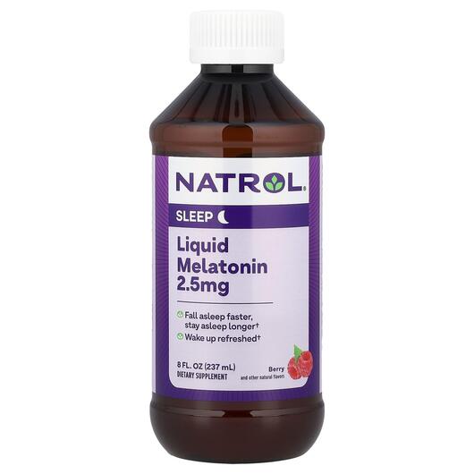 Основне фото товара Liquid Melatonin Sleep Berry Natural Flavor 2.5, Мелатонін, 237 м