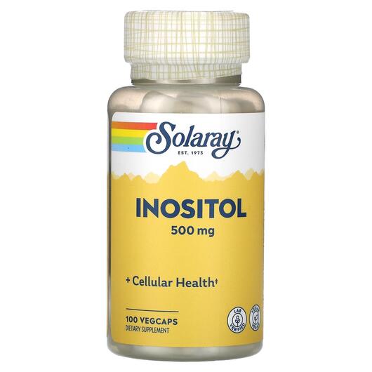 Основне фото товара Solaray, Inostitol 500 mg, Вітамін B8 Інозитол, 100 капсул