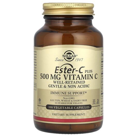 Основне фото товара Solgar, Ester-C Plus Vitamin C 500 mg, Естер С 500 мг, 100 капсул