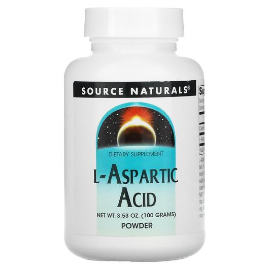 Основне фото товара Source Naturals, L-Aspartic Acid Powder, Аспартат, 100 г