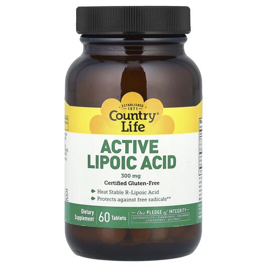 Основне фото товара Country Life, Active Lipoic Acid, Альфа-ліпоєва, 60 таблеток