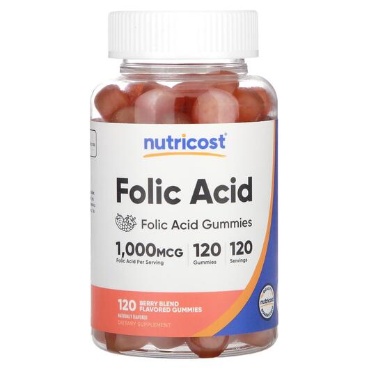 Основне фото товара Folic Acid Gummies Berry, Вітамін B9 Фолієва кислота, 120 таблето