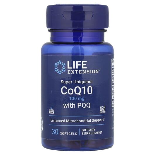 Основне фото товара Super Ubiquinol CoQ10 100 mg with PQQ, Супер Убіхінол, 30 капсул
