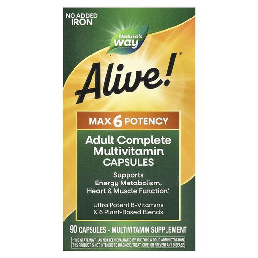 Основне фото товара Max6 Potency No Added Iron, Вітаміни без заліза, 90 капсул