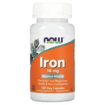 Залізо 18 мг Iron 18 mg NOW 120 капсул