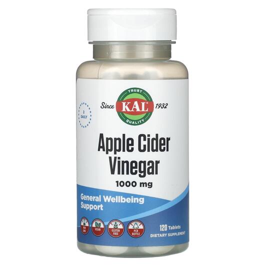 Основне фото товара KAL, Apple Cider Vinegar 1000 mg, Оцет, 120 таблеток
