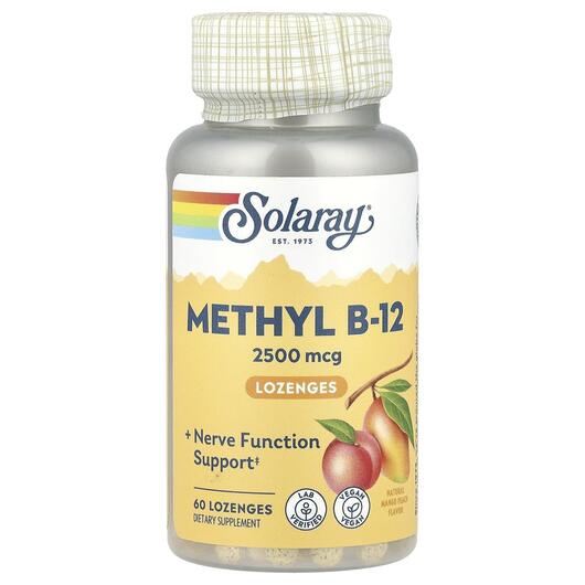 Основне фото товара Solaray, High Potency Methyl B-12 Mango, Вітамін B12, 60 пастилок