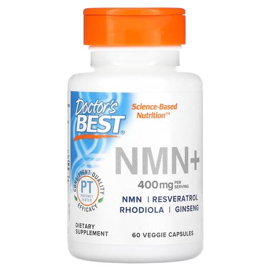Основне фото товара Doctor's Best, NMN+ 400 mg, Нікотинамід мононуклеотид, 60 ка