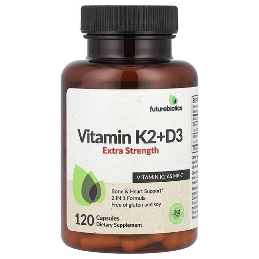 Основне фото товара Vitamin K2 + D3 Extra, Вітаміни D3 та K2, 120 капсул