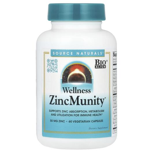 Основне фото товара Source Naturals, Wellness ZincMunity, Цинк, 60 капсул