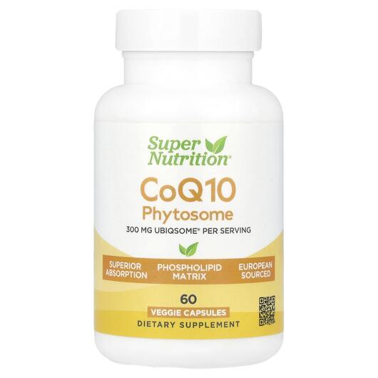Основне фото товара Super Nutrition, CoQ10 Phytosome 300 mg, Коензим CoQ10, 60 капсул