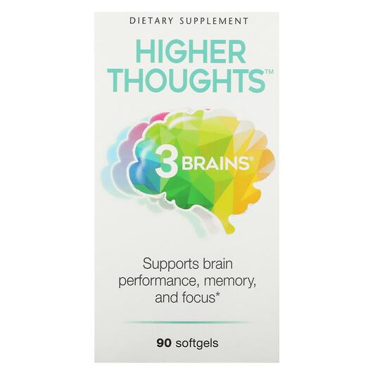 Основне фото товара 3 Brains Higher Thoughts, Підтримка мозку, 90 капсул