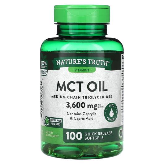 Основне фото товара Vitamins MCT Oil 3600 mg, МСТ Тригліцериди, 100 капсул