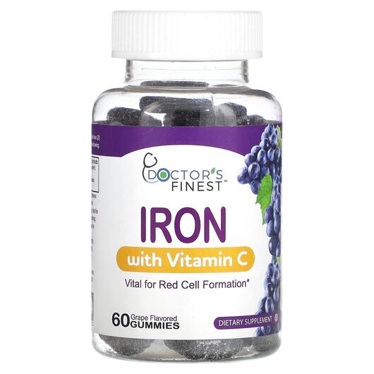 Основне фото товара Doctor's Finest, Iron with Vitamin C Grape, Залізо, 60 табле