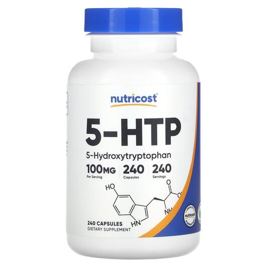 Основне фото товара Nutricost, 5-HTP 100 mg, 5-гідрокситриптофан, 240 капсул