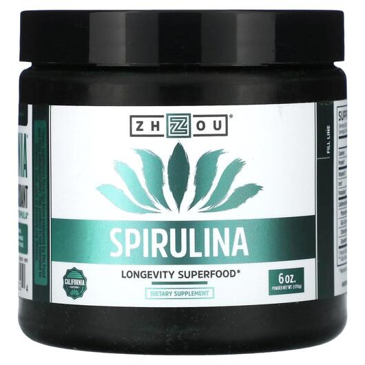 Основне фото товара Zhou Nutrition, Spirulina Longevity Superfood, Спіруліна, 170 г