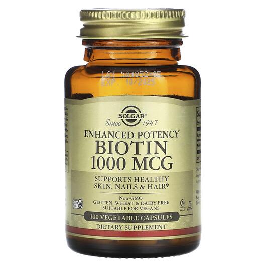Основне фото товара Enhanced Potency Biotin 1000 mcg, Вітамін B7 Біотин, 100 капсул