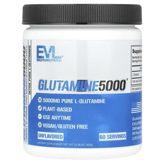 Основне фото товара EVLution Nutrition, Glutamine 5000, L-Глутамін, 300 г