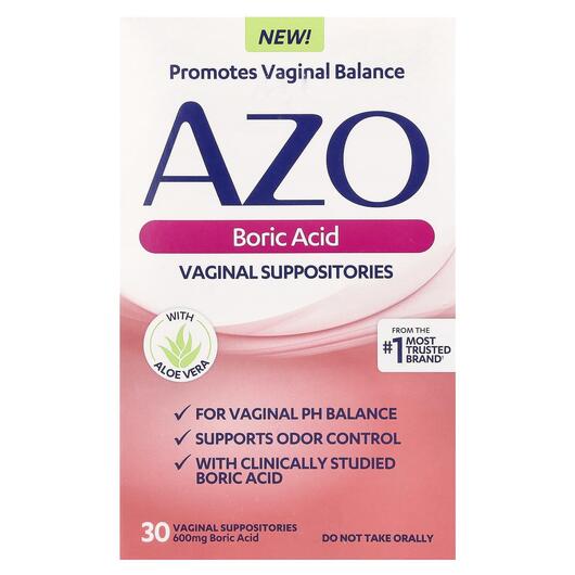 Основне фото товара Boric Acid Vaginal Suppositories 600, Борна кислота, 30 Supposito