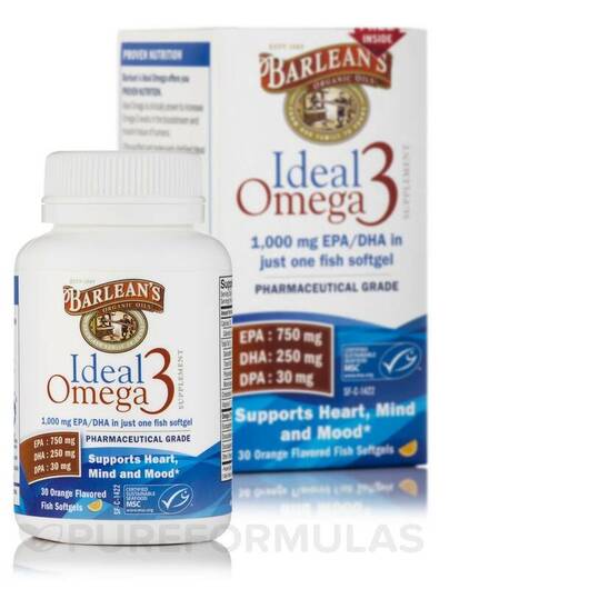 Основне фото товара Barlean's, Ideal Omega3 Orange Flavor, Омега 3, 30 капсул